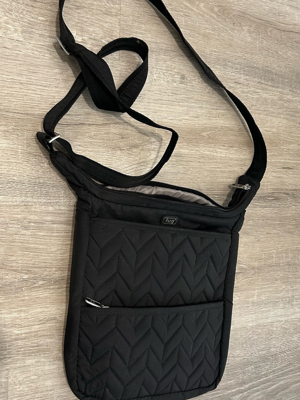 lug Black Quilted Crossbody Messenger Bag